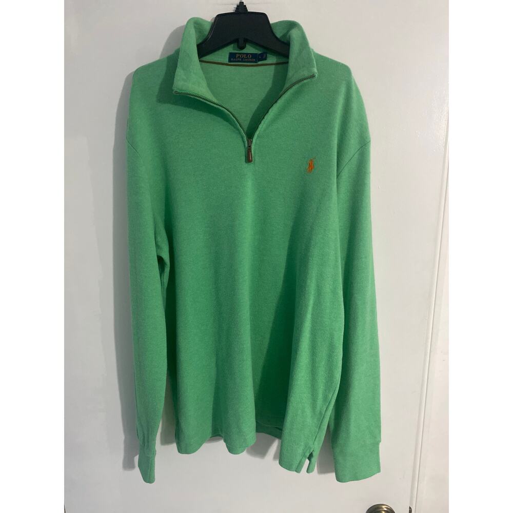 Polo Ralph Lauren 1/4 zip pullover sweater men’s size L green preppy classic